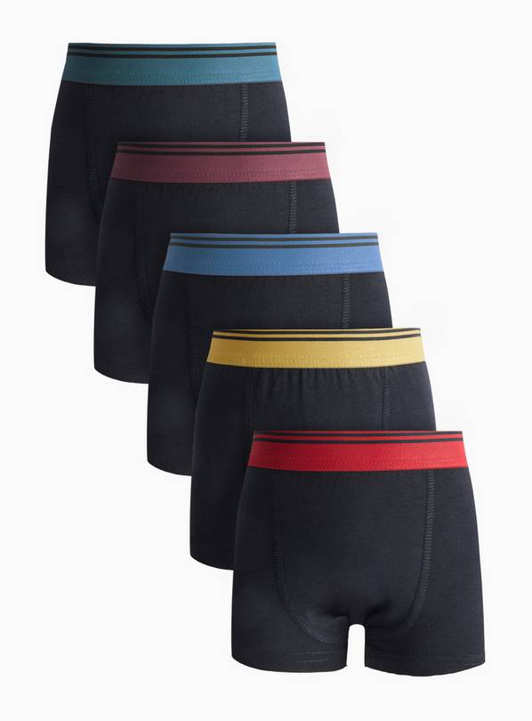 Black Cotton Trunks 5-Pack 8-9 years